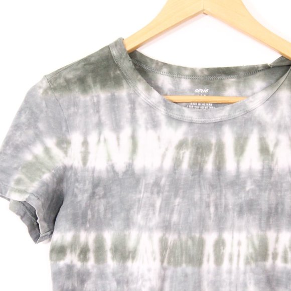 *Aerie Tie-Dye Cinched Green Cropped T-Shirt - Picture 3 of 6